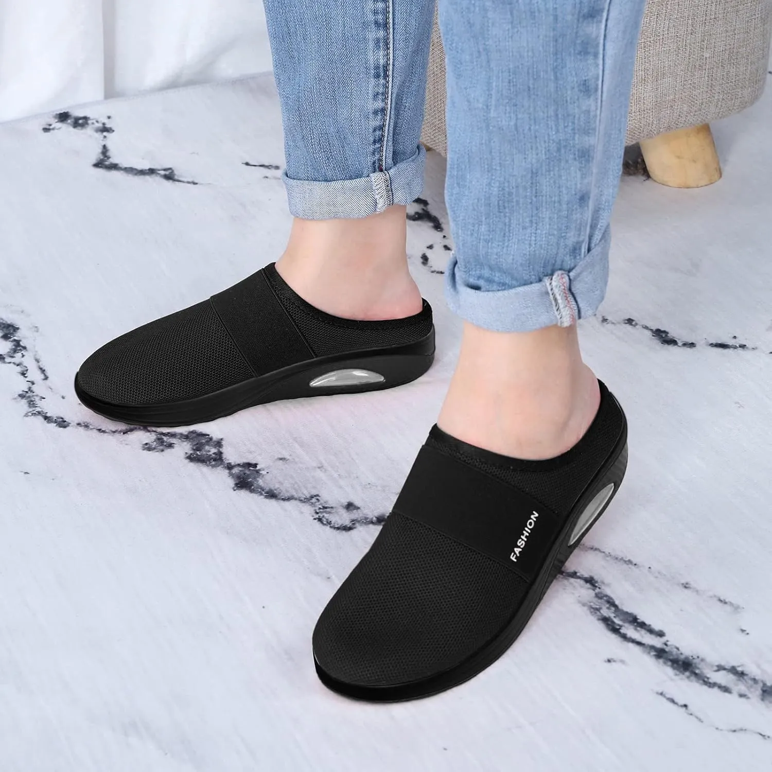 Women's Slip-On Orthopedic Arch Support Backless Tennis Shoes Men Lether Casual Tennis Shoes Casual Sneakers Steel Toe Tennis Shoe White Loafers