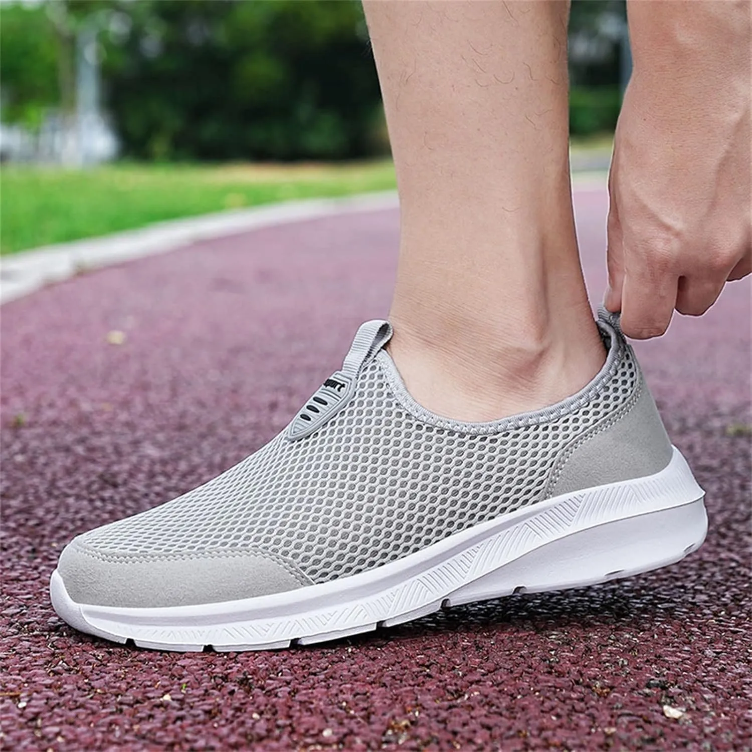Womens Slip On Walking Shoes Lightweight Breathable Non Slip Mens Running Shoes Mesh Men Shoes Casual Wedge Sneakers Black Tennis Shoe Cross Trainer Shoe