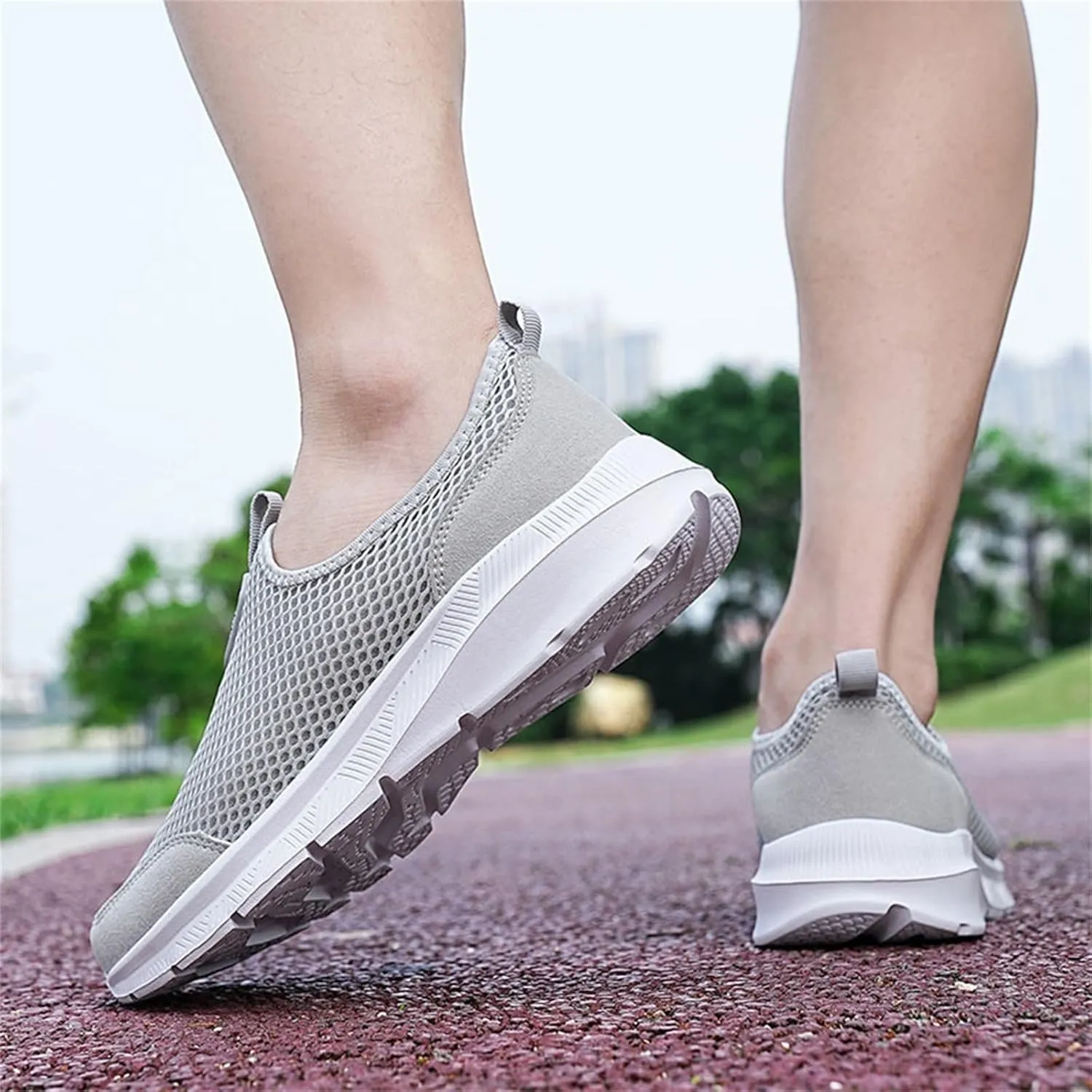 Womens Slip On Walking Shoes Lightweight Breathable Non Slip Mens Running Shoes Mesh Men Shoes Casual Wedge Sneakers Black Tennis Shoe Cross Trainer Shoe