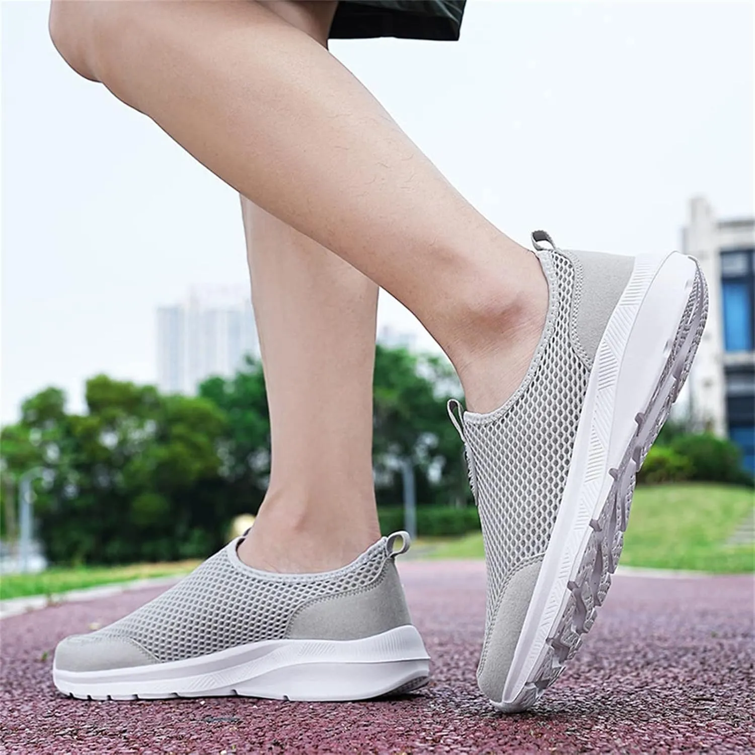 Womens Slip On Walking Shoes Lightweight Breathable Non Slip Mens Running Shoes Mesh Men Shoes Casual Wedge Sneakers Black Tennis Shoe Cross Trainer Shoe