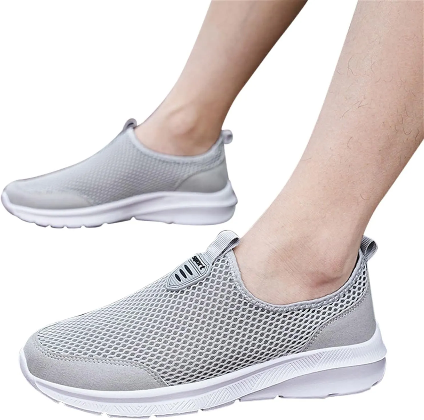 Womens Slip On Walking Shoes Lightweight Breathable Non Slip Mens Running Shoes Mesh Men Shoes Casual Wedge Sneakers Black Tennis Shoe Cross Trainer Shoe