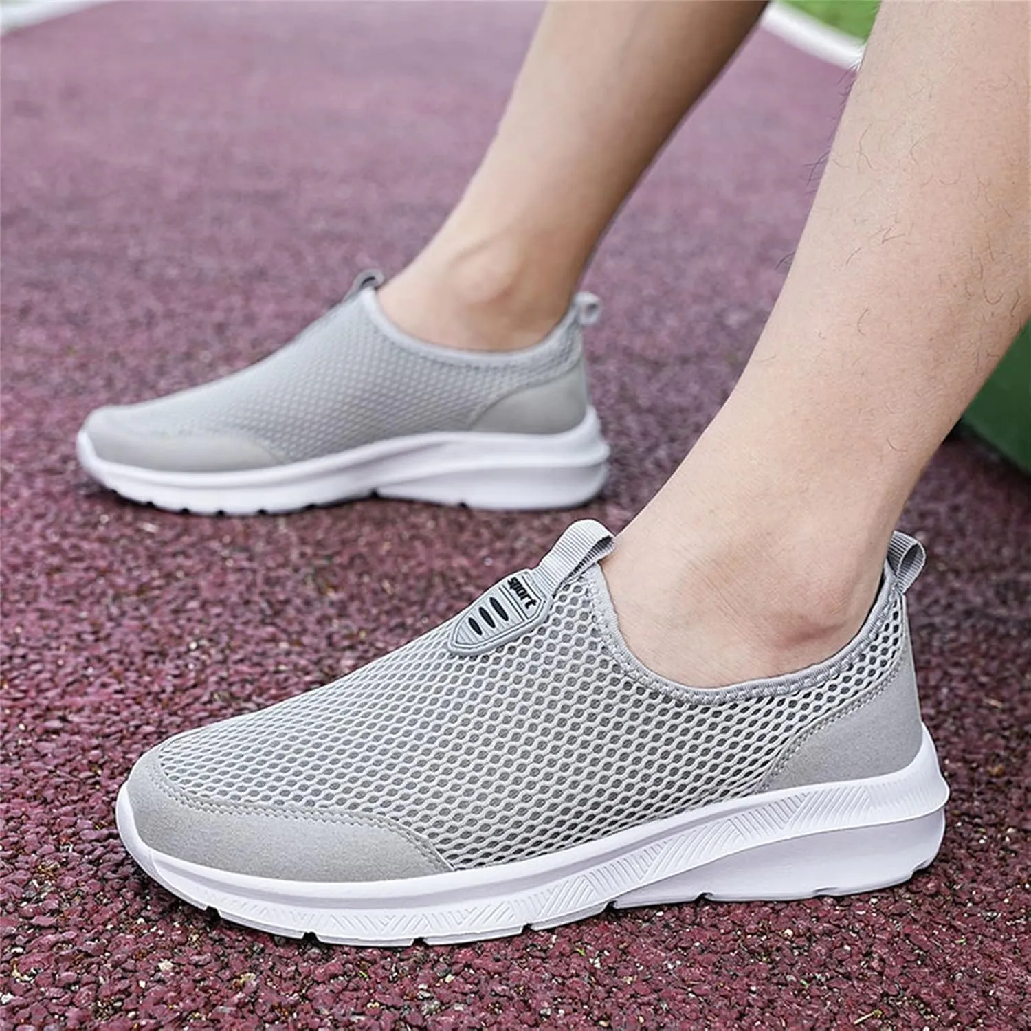 Womens Slip On Walking Shoes Lightweight Breathable Non Slip Mens Running Shoes Mesh Men Shoes Casual Wedge Sneakers Black Tennis Shoe Cross Trainer Shoe