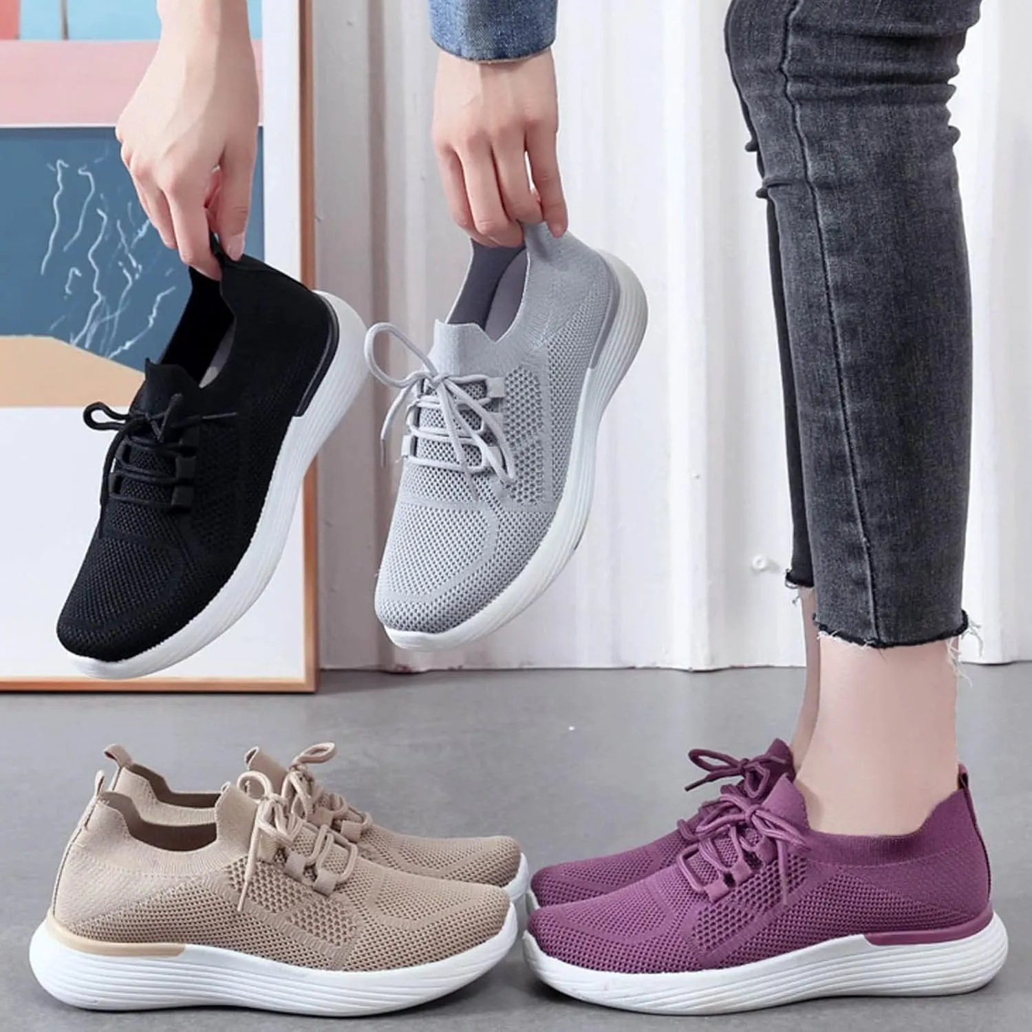 Womens Sneakers Black Sole Black Slip On Tennis Shoes Ladies Canvas Shoes for Women Wide Black Women's Sneakers in White in Wide Width Tenis Antideslizante para Mujer De Cocina para Frio