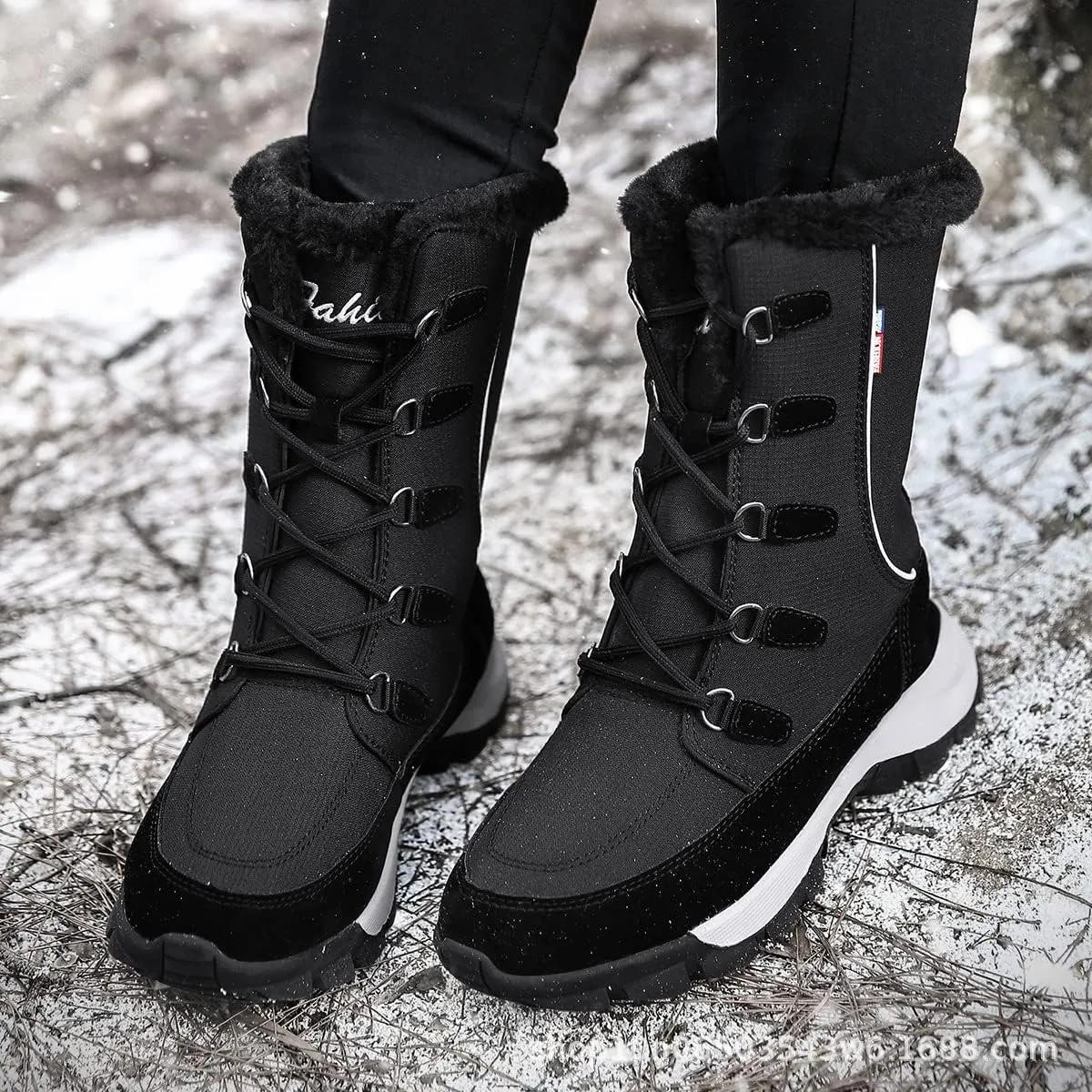 Women?s Snow Boots Plus Fleece Warm Non-Slip Waterproof Outdoor Winter Ski Insulated High-Top Hiking Boots