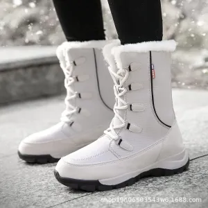 Women?s Snow Boots Plus Fleece Warm Non-Slip Waterproof Outdoor Winter Ski Insulated High-Top Hiking Boots