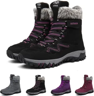 Women?s Snow Boots Plus Fleece Warm Non-Slip Waterproof Outdoor Winter Ski Insulated High-Top Hiking Boots