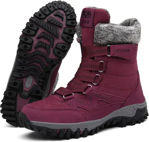 Women?s Snow Boots Plus Fleece Warm Non-Slip Waterproof Outdoor Winter Ski Insulated High-Top Hiking Boots