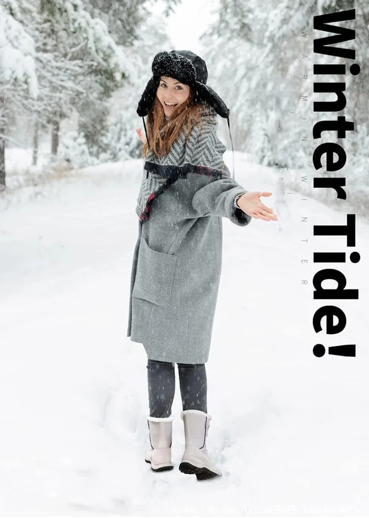 Women?s Snow Boots Plus Fleece Warm Non-Slip Waterproof Outdoor Winter Ski Insulated High-Top Hiking Boots