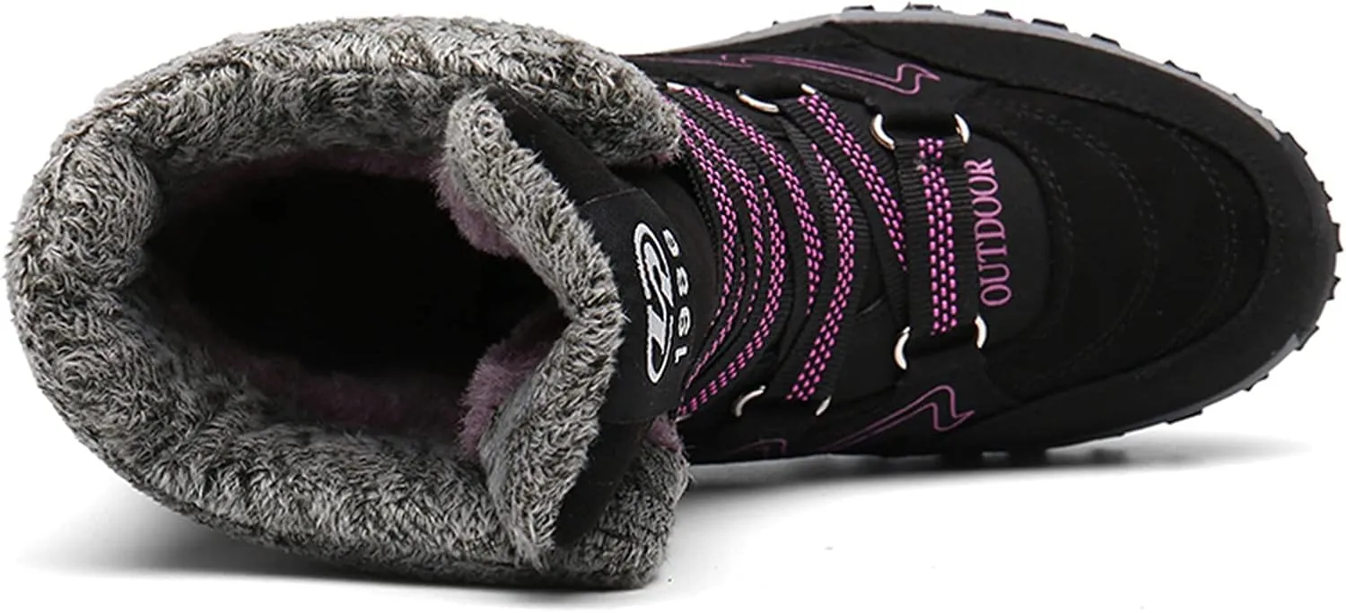 Women?s Snow Boots Plus Fleece Warm Non-Slip Waterproof Outdoor Winter Ski Insulated High-Top Hiking Boots