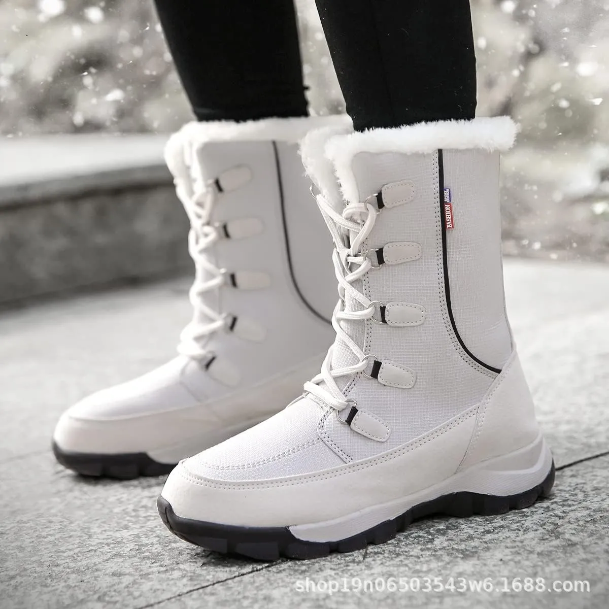 Women?s Snow Boots Plus Fleece Warm Non-Slip Waterproof Outdoor Winter Ski Insulated High-Top Hiking Boots