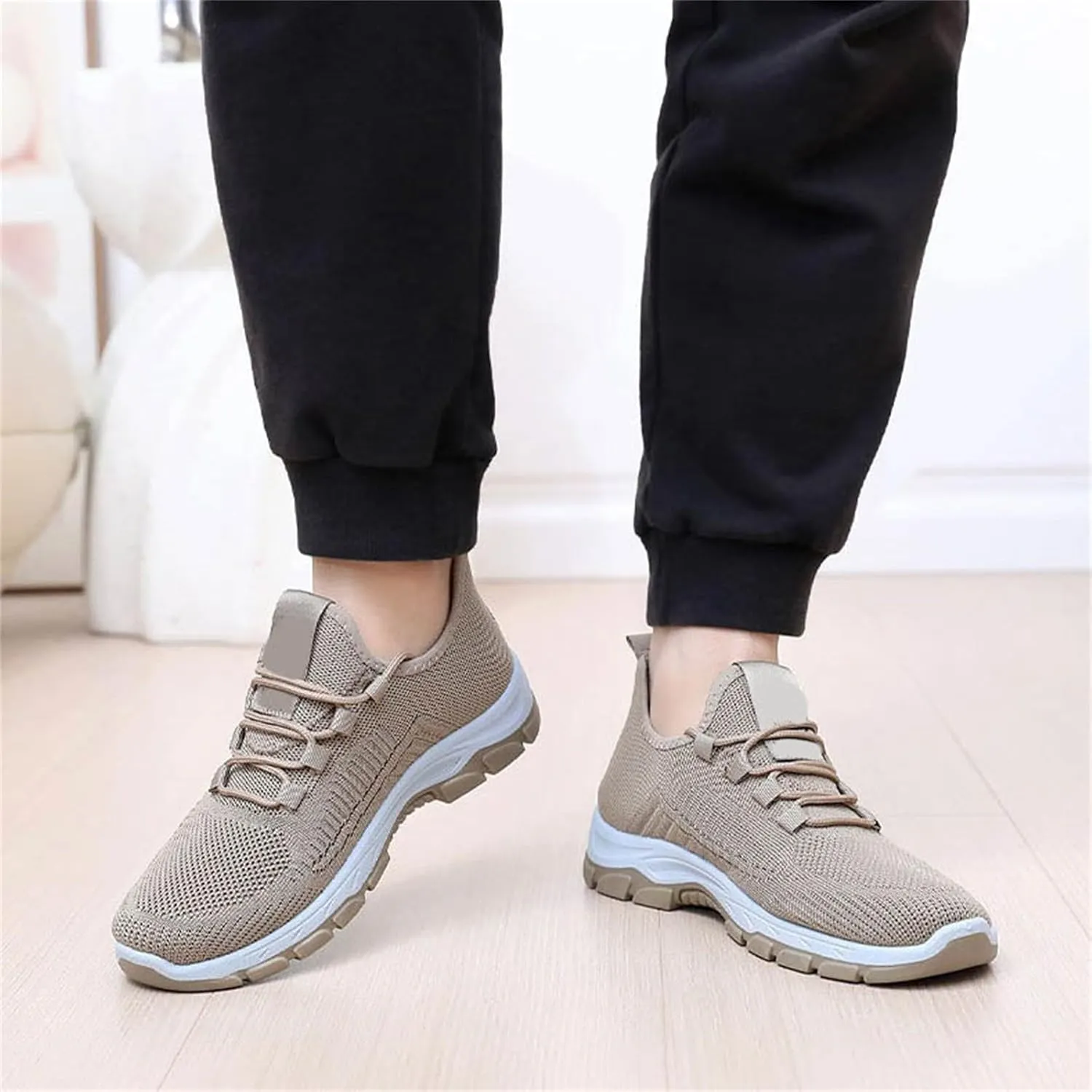 Women's Stretch Knit Slip on Lace Sneaker Comfortwear Orthopedic Arch Support Gym Tennis Athletic Mesh Sports Shoes