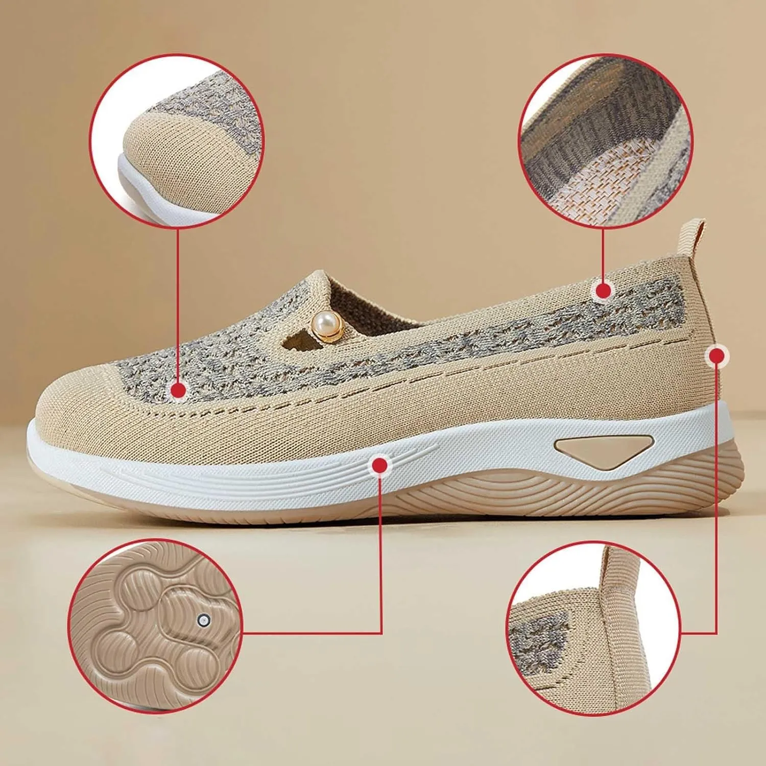 Women's Summer Fashion Net Breathable Casual Shoes Round Head Non Slip Slip On Casual Sports Shoes