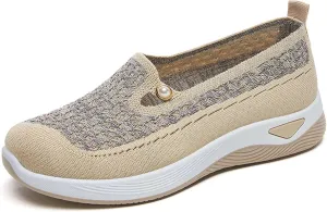 Women's Summer Fashion Net Breathable Casual Shoes Round Head Non Slip Slip On Casual Sports Shoes