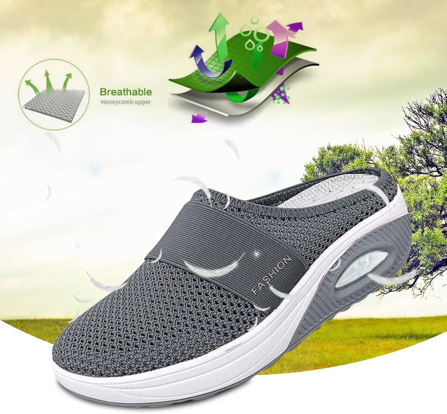 Women's Walking Shoes Orthotic Walking Sneakers Wide Width Non-Slip Sneakers Adjustable Breathable Platform Mesh Sandals