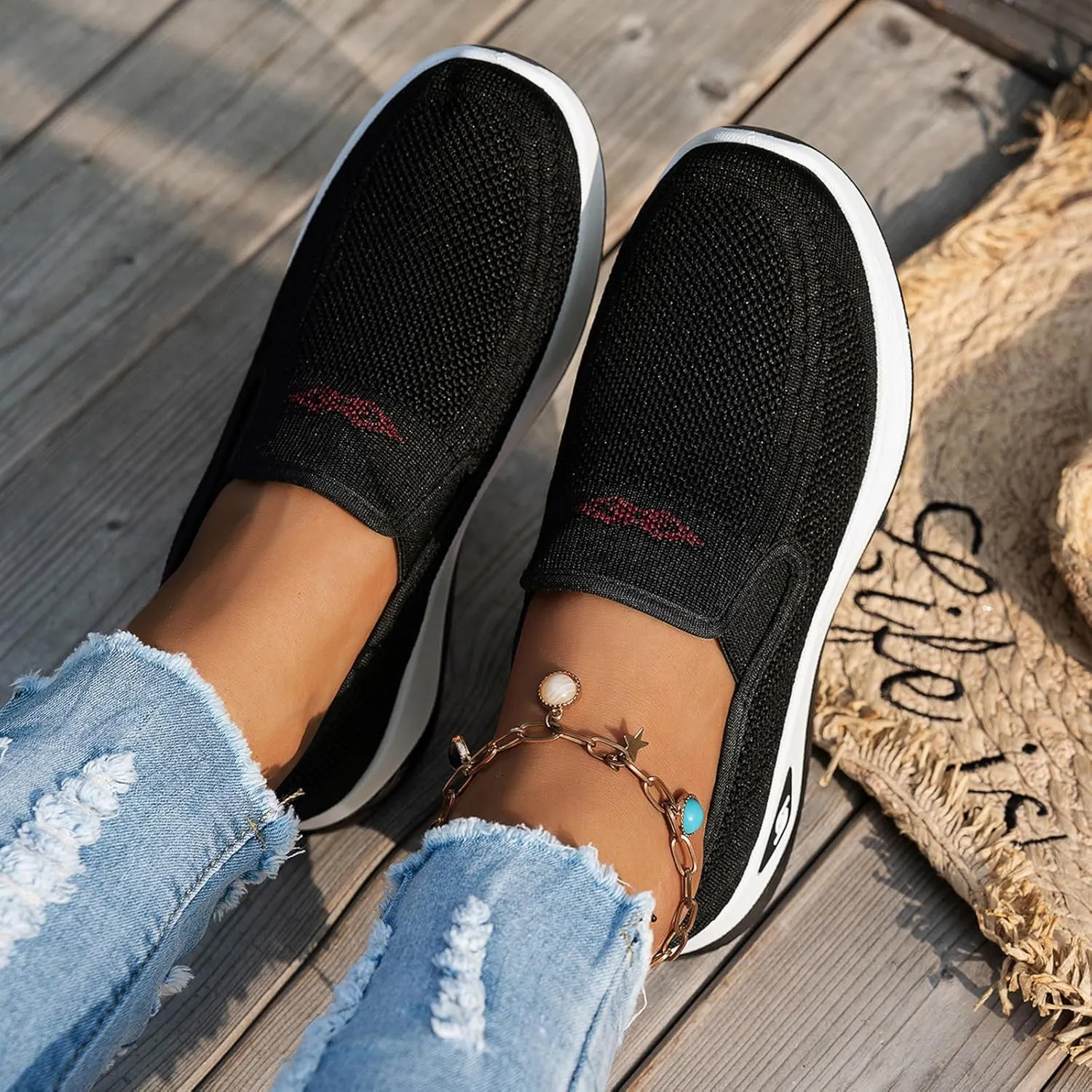 Women's Walking Shoes Slip On Comfort Orthopedic Breathable Go Walking Mesh Athletic Running Sneakers Shoes
