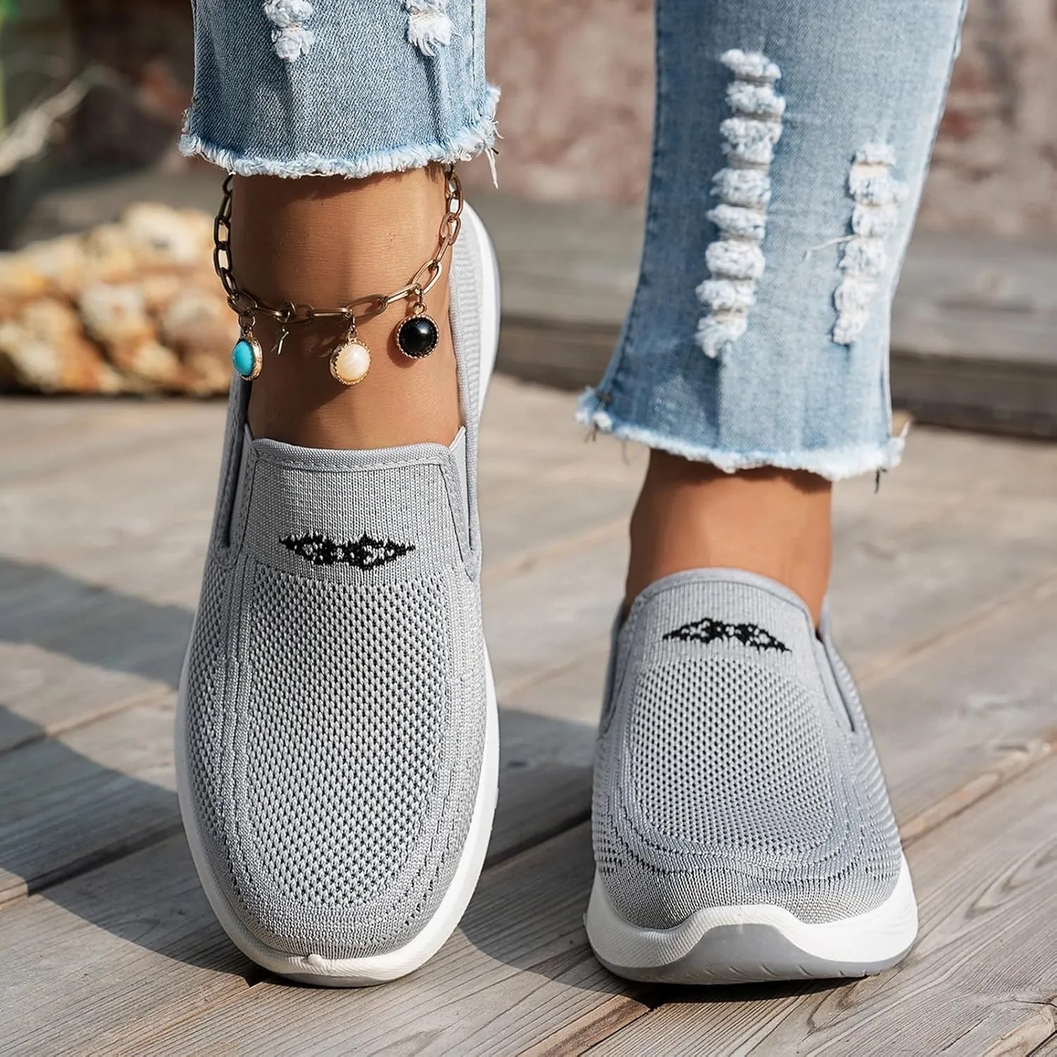 Women's Walking Shoes Slip On Comfort Orthopedic Breathable Go Walking Mesh Athletic Running Sneakers Shoes
