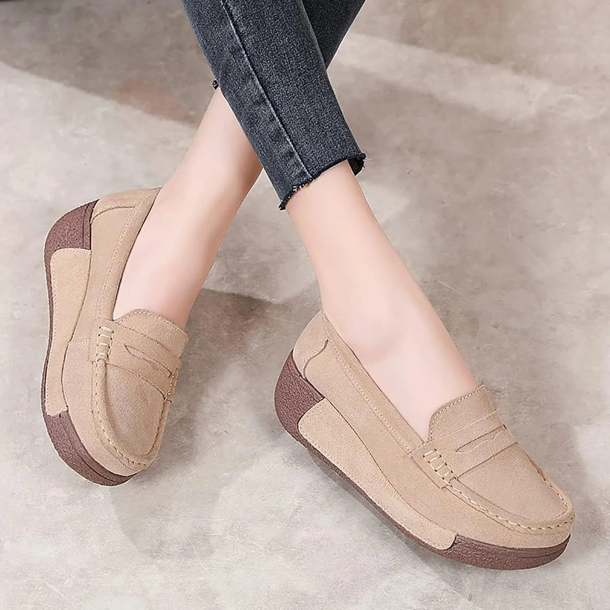 Women's Wedge Loafers Platform Sneakers Slip-ons Shoes for Casual Walking