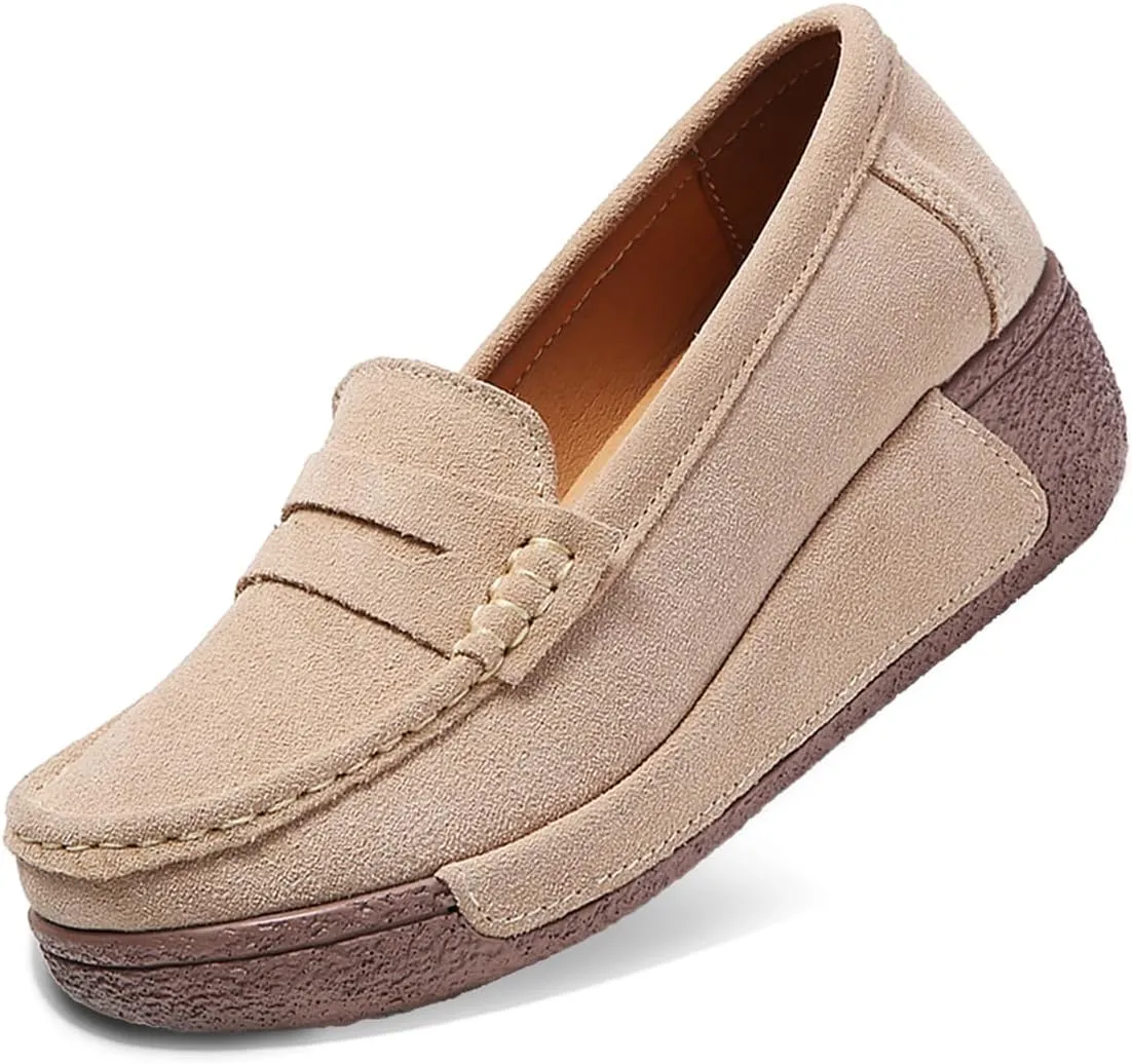 Women's Wedge Loafers Platform Sneakers Slip-ons Shoes for Casual Walking