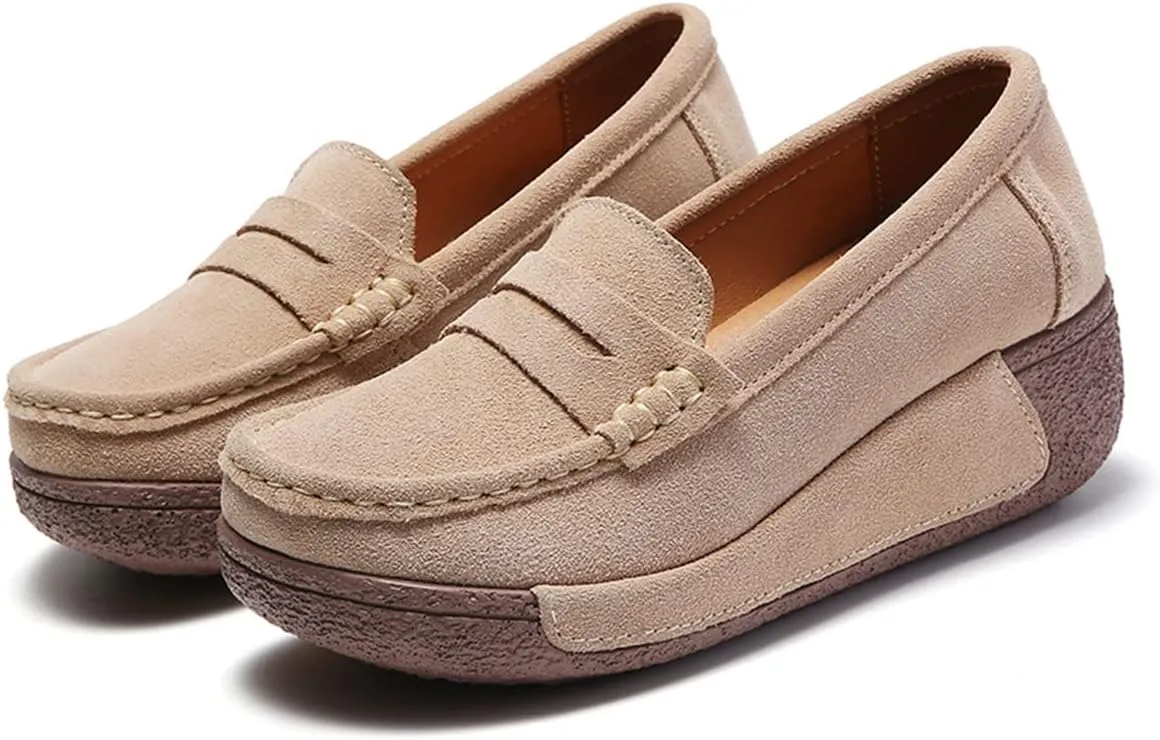 Women's Wedge Loafers Platform Sneakers Slip-ons Shoes for Casual Walking