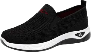 Women's Woven Orthopedic Breathable Soft Shoes Slip On Arch Support Walking Flying Sneakers Comfortable Wide Width Walking Shoes