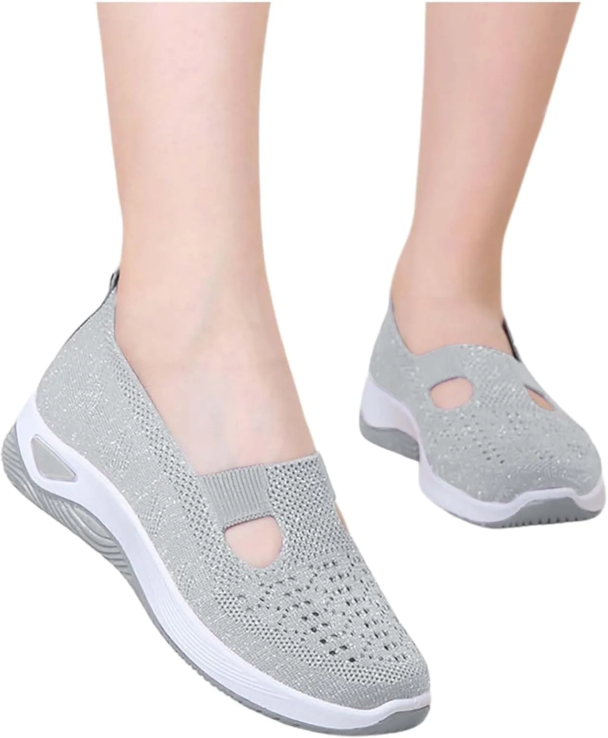 Women's Woven Orthopedic Breathable Soft Shoes Slip On Shoes Women Wide Business Casual Shoes Walking Sneakers Red Tennis Shoe Loafers Casual Slip On