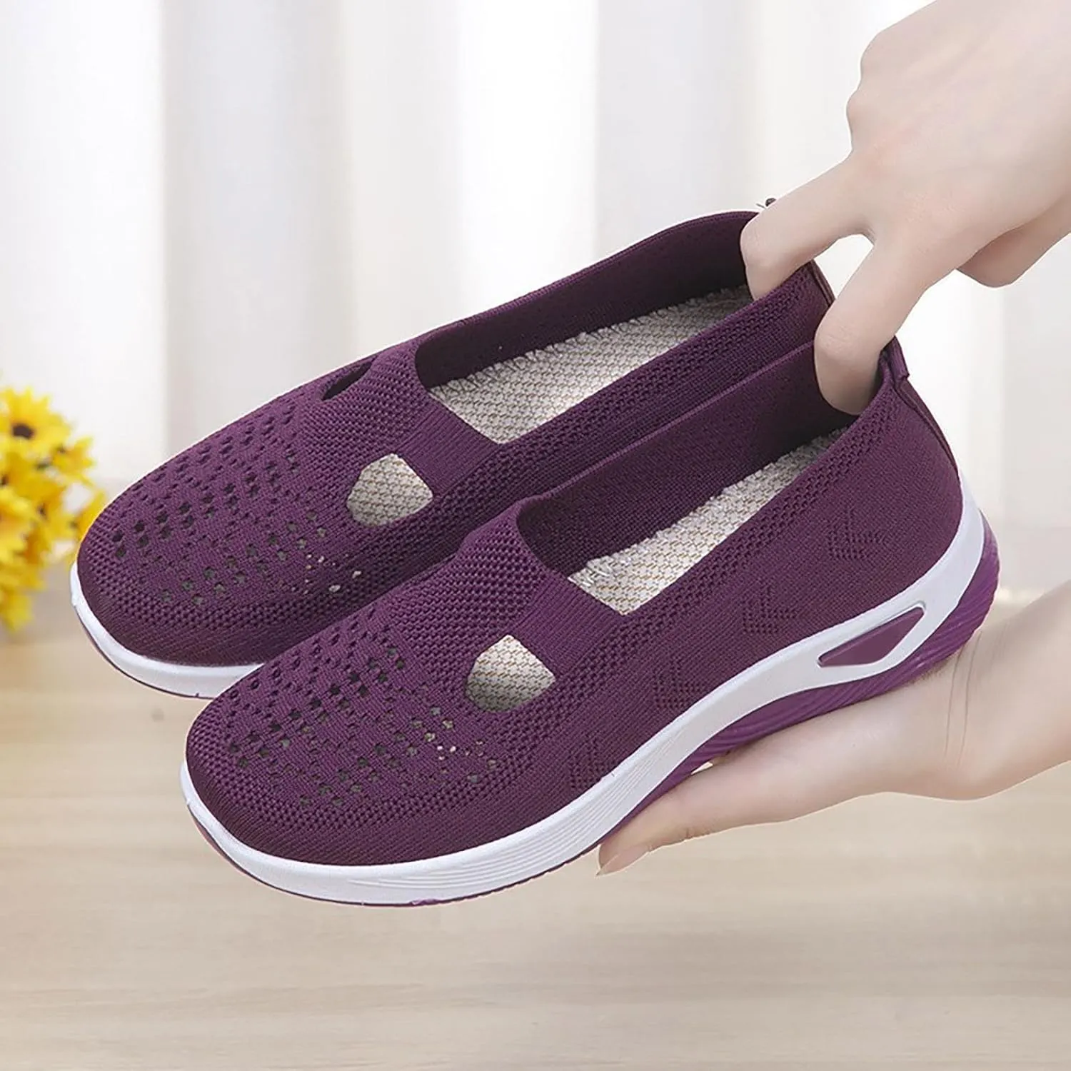 Women's Woven Orthopedic Breathable Soft Shoes Tennis Shoes Men Winter Casual Dress Shoes Women's Fashion Sneakers Brown Tennis Shoe Trainers Shoe