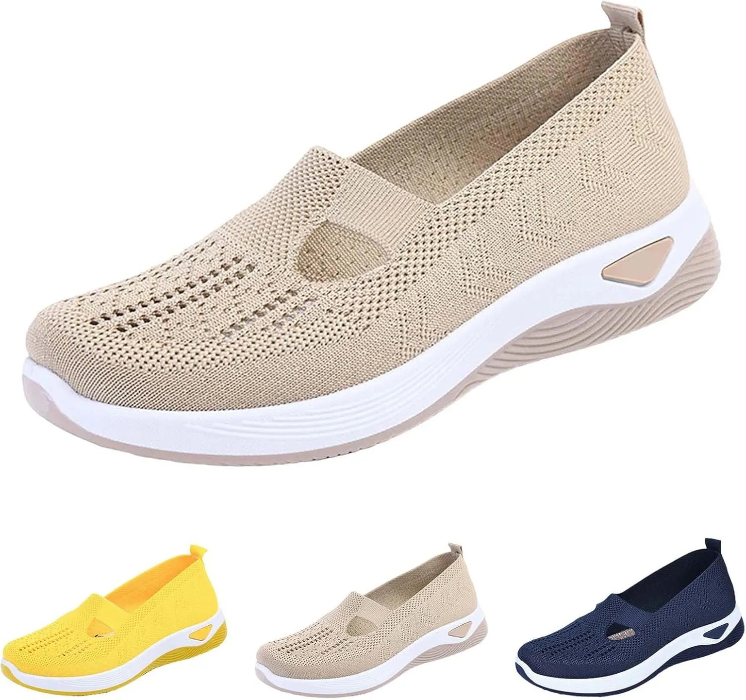 Women's Woven Orthopedic Breathable Soft Sole Running Shoes for Men Comfort Men's Casual Shoes Platform Sneakers Brown Tennis Shoe White Loafers
