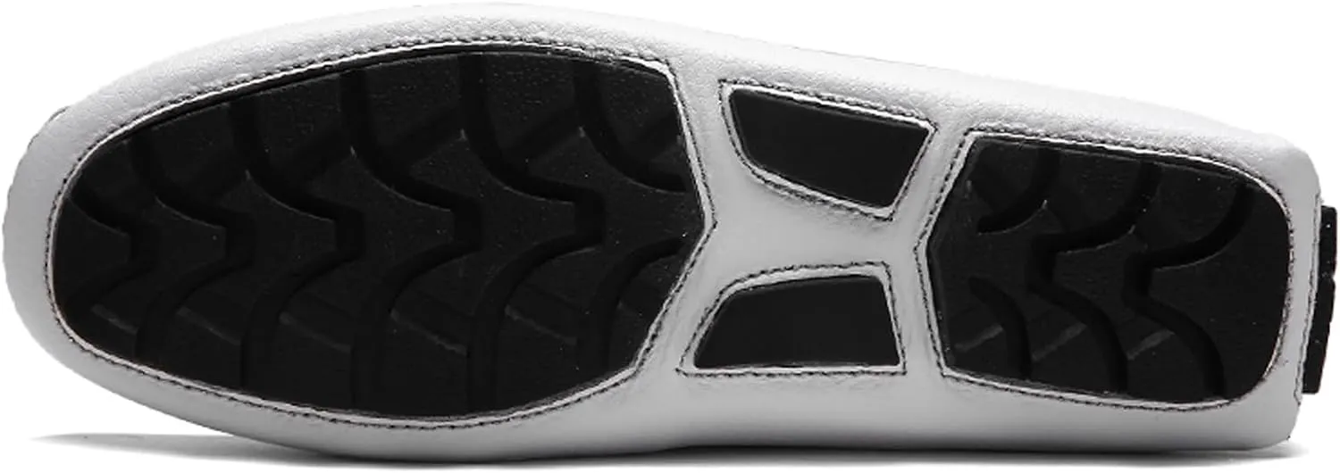 WUIWUIYU Men's Leather Loafers Casual Slip Ons Soft Penny Loafers Walking Driving Boat Shoes