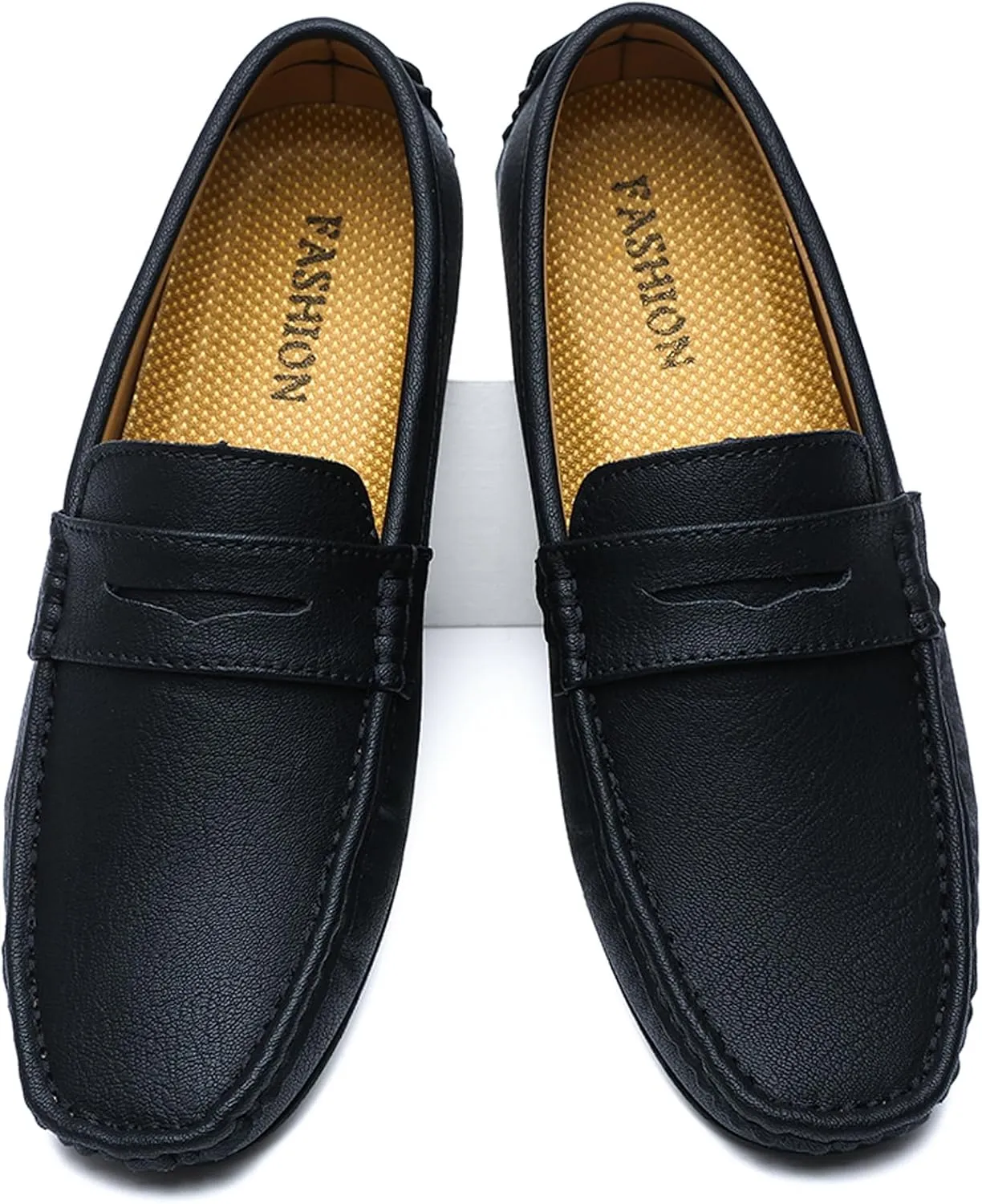 WUIWUIYU Men's Penny Loafers Moccasin Driving Shoes Slip Ons Casual Leather Flats Boat Shoes