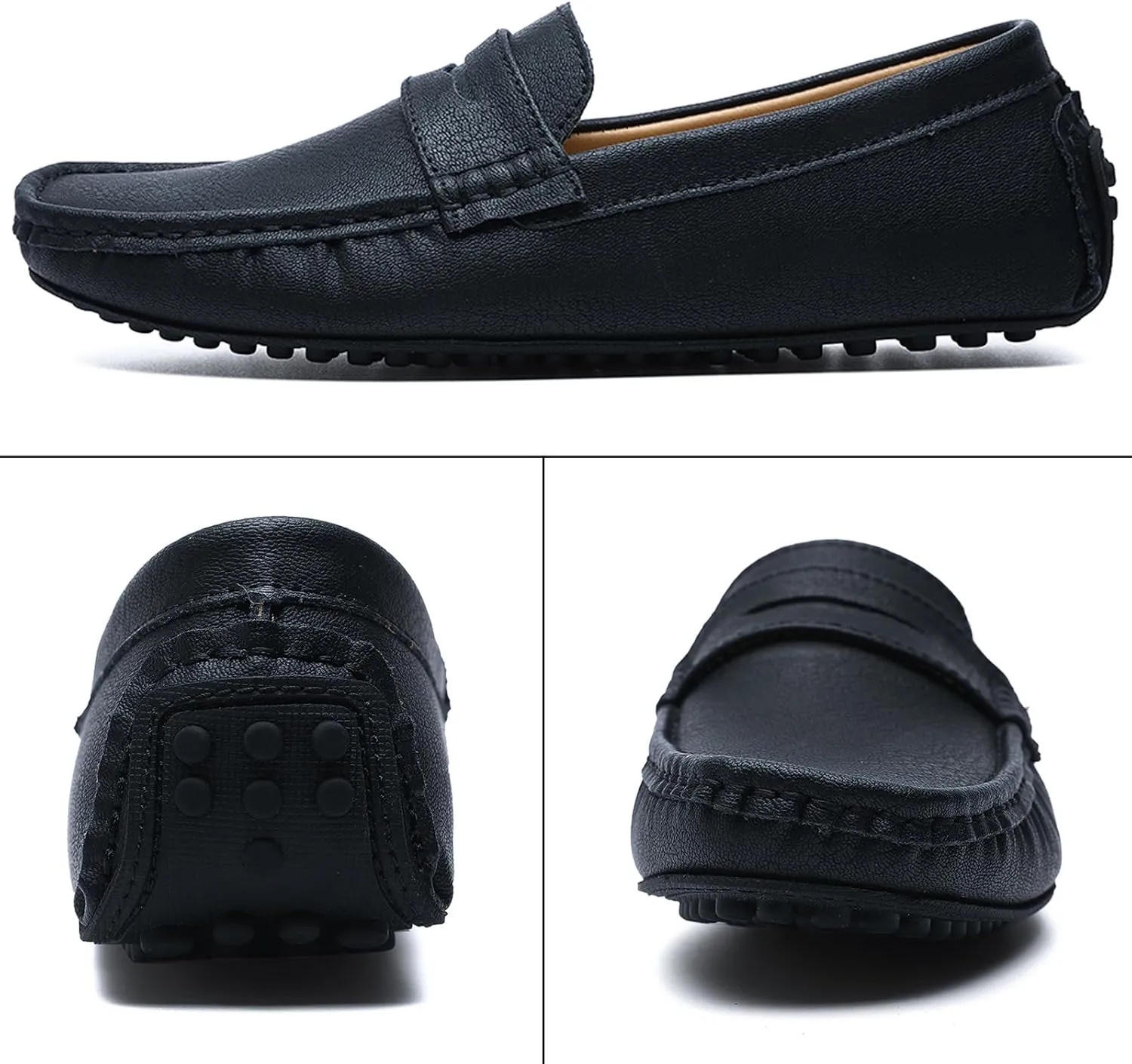 WUIWUIYU Men's Penny Loafers Moccasin Driving Shoes Slip Ons Casual Leather Flats Boat Shoes