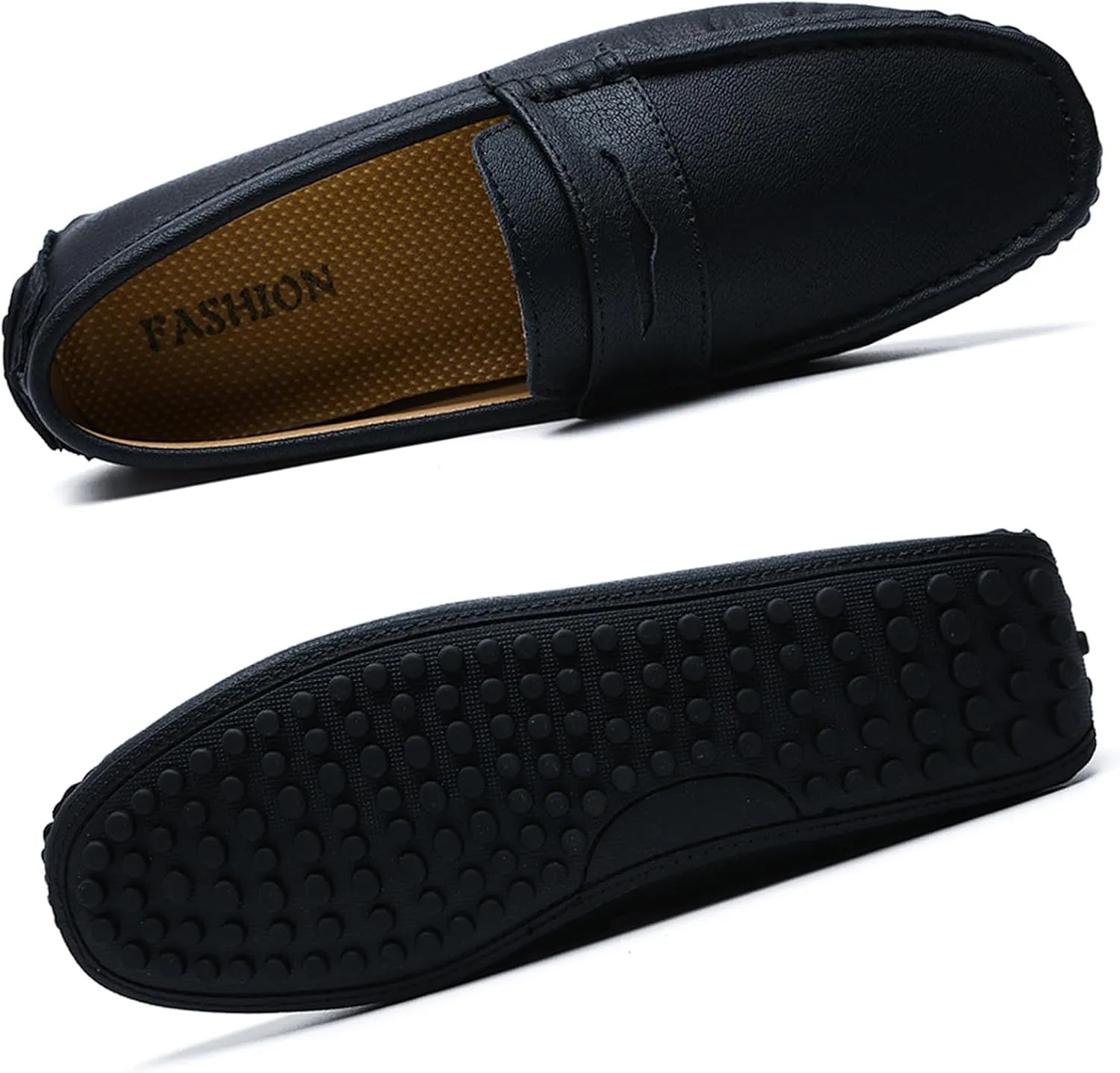 WUIWUIYU Men's Penny Loafers Moccasin Driving Shoes Slip Ons Casual Leather Flats Boat Shoes
