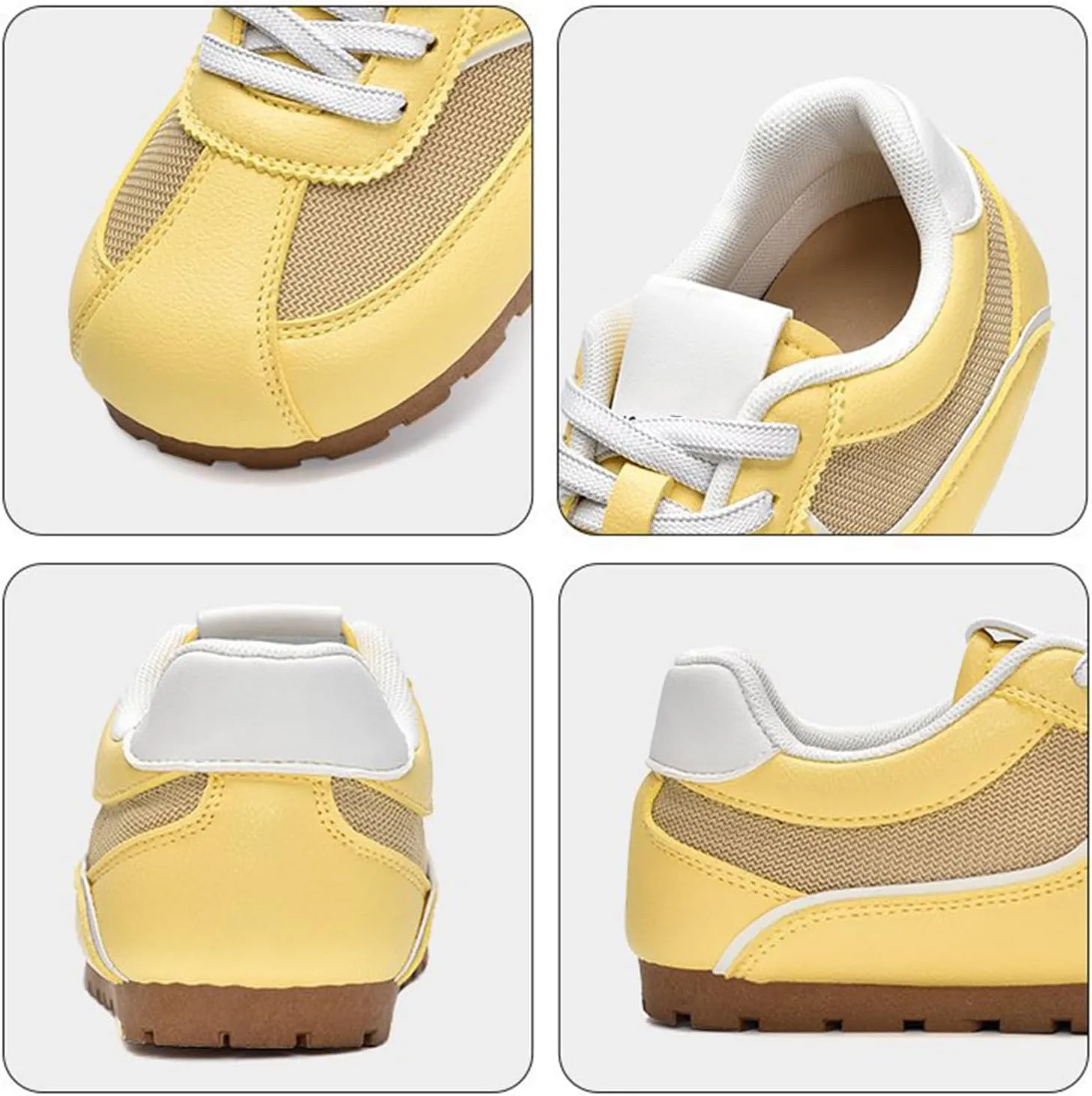 Yellow Mesh Breathable Spring Casual Sneakers Lightweight Ultra-Soft Flat Trainers Fashion Lace-Up Single Shoes