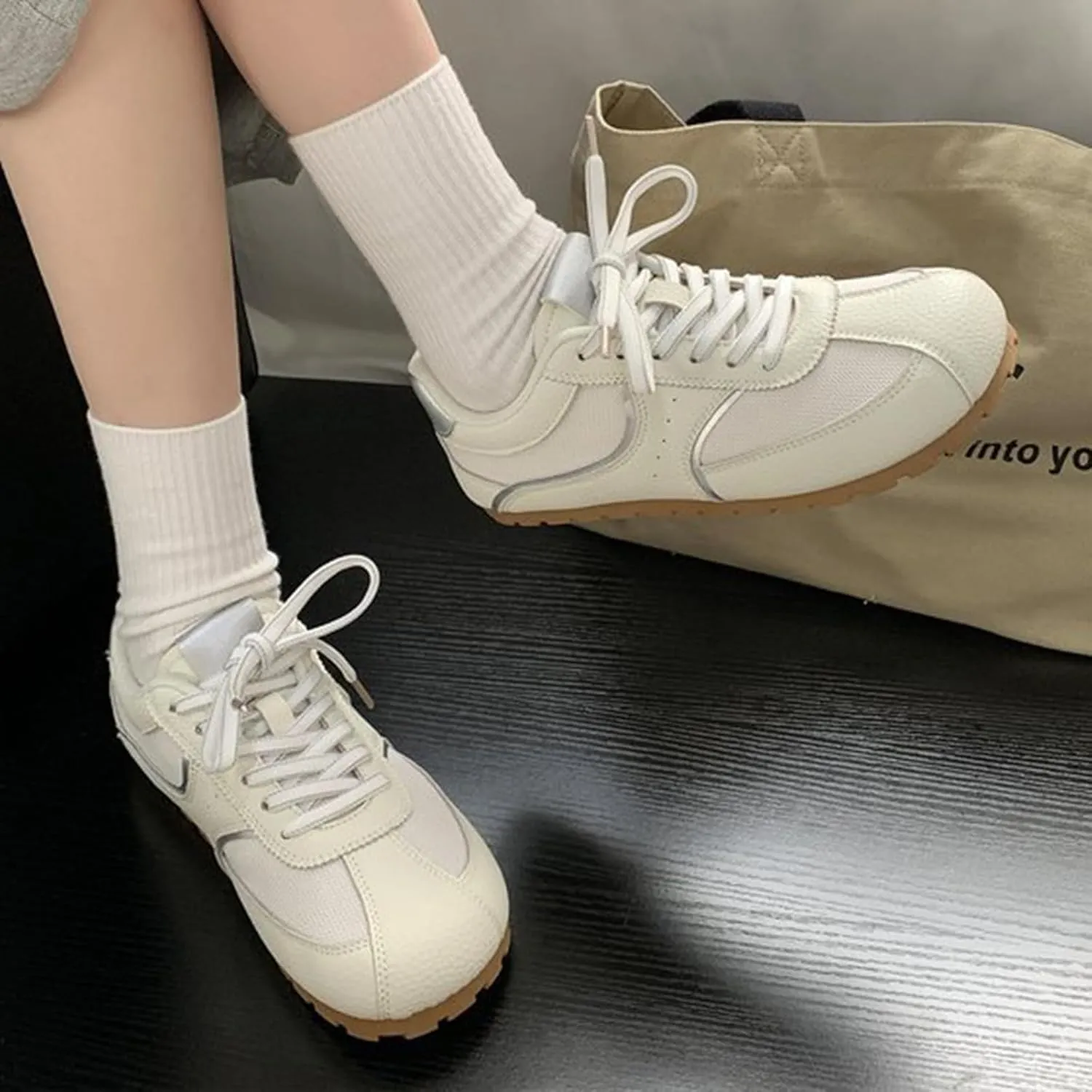Yellow Mesh Breathable Spring Casual Sneakers Lightweight Ultra-Soft Flat Trainers Fashion Lace-Up Single Shoes