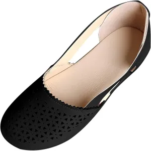 ZWRXW Sandals for Women Dressy Hollow Ballet Flats Round Toe Low Heels Lightweight Flats Sandals Casual Summer Slides Sandal Wedge Shoes Walking Shoes with Comfortable Plantar Fasciitis Arch Support