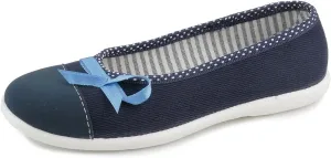 Zyta 5893 Navy Blue Little Girls' Natural Canvas Ballet Flat