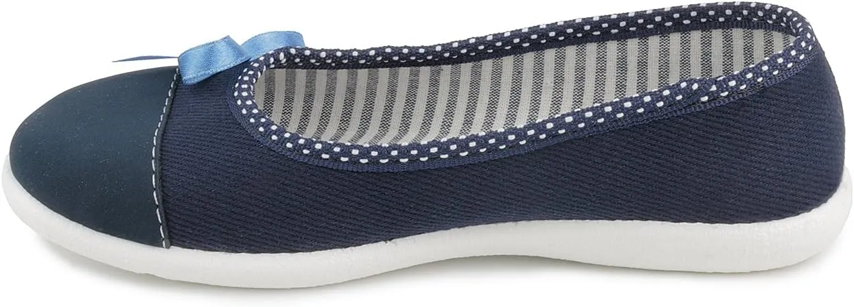 Zyta 5893 Navy Blue Little Girls' Natural Canvas Ballet Flat