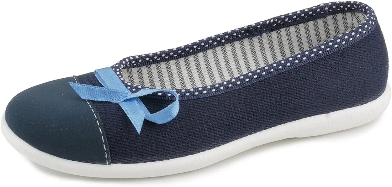 Zyta 5893 Navy Blue Little Girls' Natural Canvas Ballet Flat