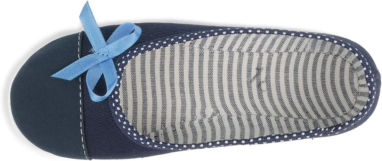 Zyta 5893 Navy Blue Little Girls' Natural Canvas Ballet Flat