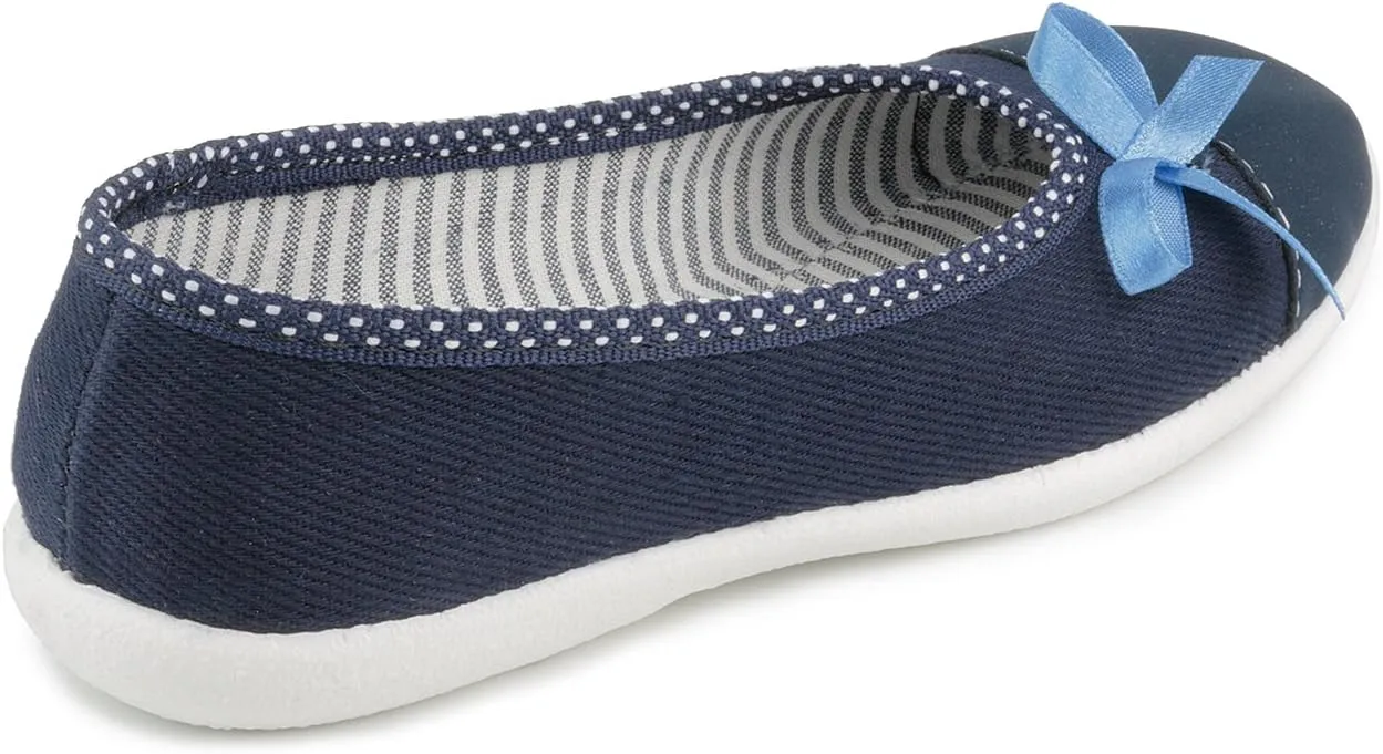 Zyta 5893 Navy Blue Little Girls' Natural Canvas Ballet Flat